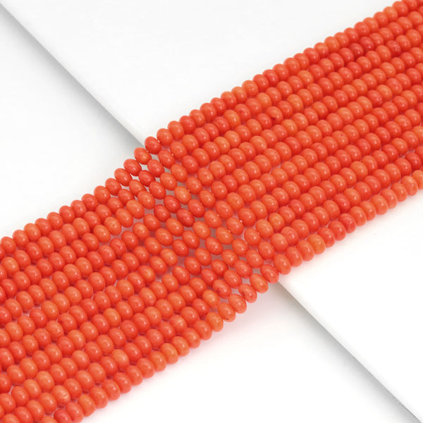 4x6mm Quality Orange Coral Smooth Rondelle Beads, Sku#U1974