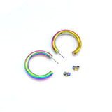 Gold Rainbow Color Hoop Stud Earrings, Sku#A151