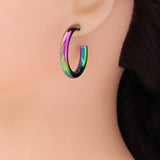 Gold Rainbow Color Hoop Stud Earrings, Sku#A151