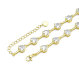 Heart CZ Link Chain Y shape Long Lariat Style Necklace, Sku#A153