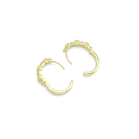 CZ Gold Cross Line Huggie Hoop Earrings, Sku#LX439