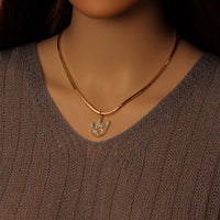 Gold Snake Chain Love Peace Sign Necklace, Sku#EF531