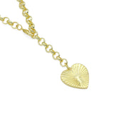 Gold Rolo Chain Heart Pendant Necklace, Sku#EF530