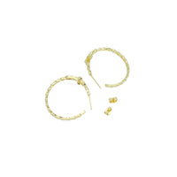 Clear CZ Gold Cross Hoop Earrings, Sku#LD523