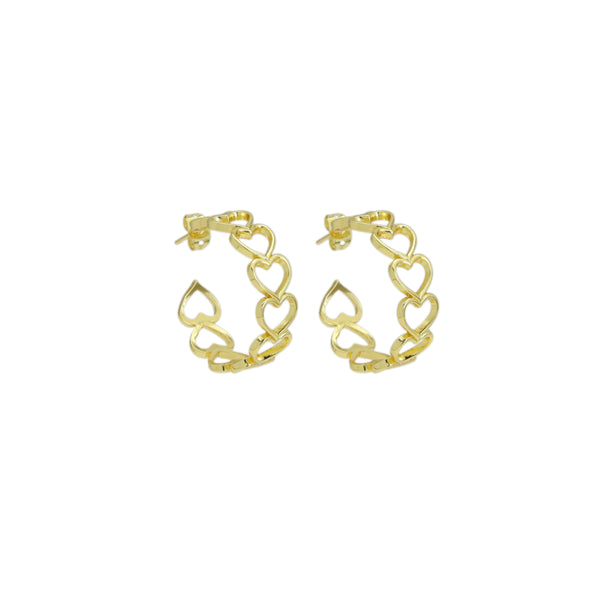 Gold Heart Hoop Earrings, Sku#JL193