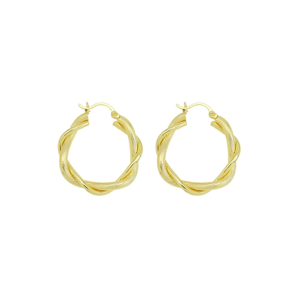 Gold Twisted Hoop Earrings, Sku#JL194