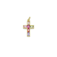 Colorful Baguette CZ Cross Shape Pendant, Sku#L717