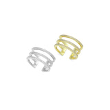 CZ Triple Line Adjustable Ring, Sku#LD208