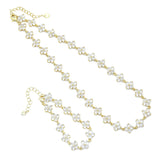 Crystal Flower Link Gold Necklace/Bracelet, Sku#LD417