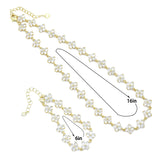 Crystal Flower Link Gold Necklace/Bracelet, Sku#LD417