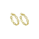 Clear CZ Gold Oval Link Hoop Earrings, Sku#LD526