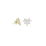 White Spike Heart Stud Earrings, Sku#LD533
