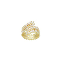 Baguette CZ wheat flower Adjustable Ring, Sku#LD610