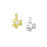 Gold White Pearl Flower Charm Pendant, Sku#LK1030