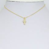 Gold Clear CZ Cross Charm Pendant, Sku#LK1106