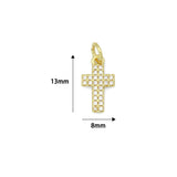 Gold Clear CZ Cross Charm Pendant, Sku#LK1106