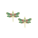 Colorful Enamel Dragonfly Shape Pendant,18K Gold Filled Fuchsia CZ Micro Pave Dragonfly Charm, Necklace Bracelet Charm Pendant, Sku#LK573
