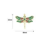 Colorful Enamel Dragonfly Shape Pendant,18K Gold Filled Fuchsia CZ Micro Pave Dragonfly Charm, Necklace Bracelet Charm Pendant, Sku#LK573