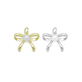 Gold Silver White Pearl Bowknot Charm Pendant, Sku#LK963