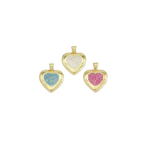 Gold Colorful CZ Heart Shape Charm, Sku#LX453