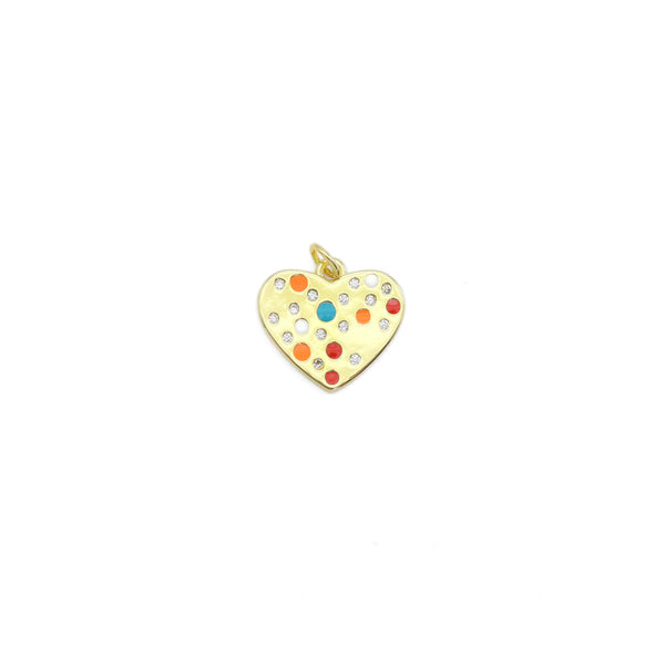 Gold Colorful CZ Heart Shape Charm, Sku#LX454