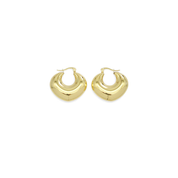 Gold Chunky Heart Earrings, Sku#LX466