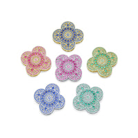 Colorful CZ Large four Petal Flower Charm Pendant, Sku#LX589