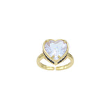 Clear Big Crystal Heart Blue CZ Statement Adjustable Ring, Sku#LX590