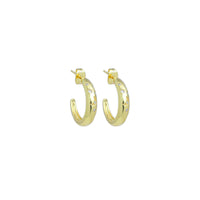Gold Silver CZ Cresent Moon Star Hoop Earrings, Sku#LX637