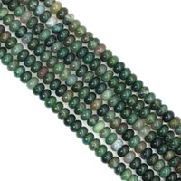 Moss Agate Smooth Rondelle Beads, 5x8mm, Sku#U1784