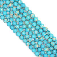 Blue Reconstituted Turquoise Round Smooth Beads, Sku#U1798
