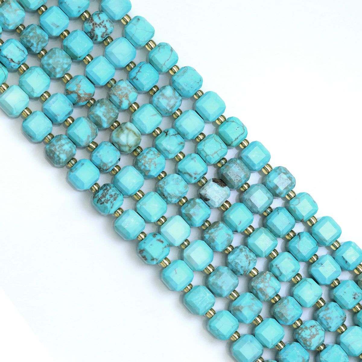 8mm Blue Turquoise Faceted Cube Beads, SkuU1828 Bestbeads&Beyond