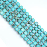 8mm Blue Turquoise Faceted Cube Beads, Sku#U1828