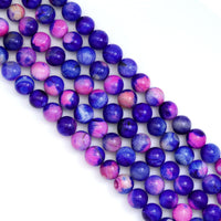 14mm Pink Blue Agate Round Smooth Beads, Sku#U1848