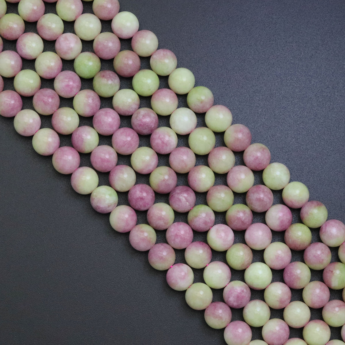 Pink Green Jade Round Smooth Beads, SkuU1851 Bestbeads&Beyond