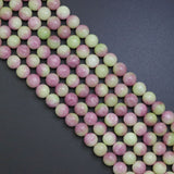 Pink Green Jade Round Smooth Beads, Sku#U1851