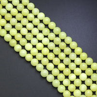 Yellow Jade Round Smooth Beads, Sku#U1853