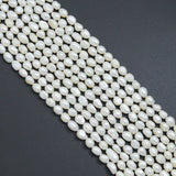 8-9mm Genuine White Oval Pearl Beads, Sku#U2315