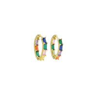 Colorful CZ Gold Oval Hoop Earrings, Sku#Y910