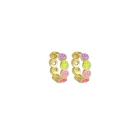 Colorful Enamel Smiley Face Hoop Earrings, Sku#Y911