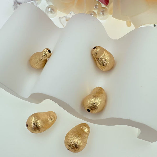 Gold Brushed Gold Bean Space Bead, Sku#Y919
