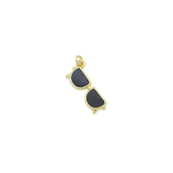Black Enamel Gold Sunglasses Charm Pendant, Sku#Y973
