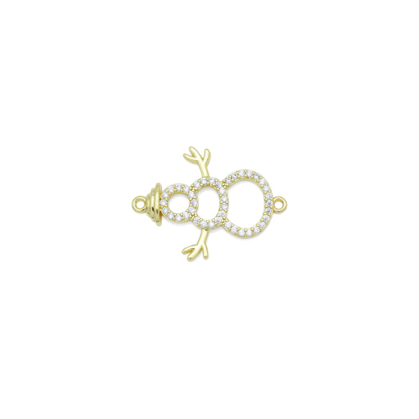 Clear CZ Gold Snowman Connector Charm Pendant, Sku#Y986