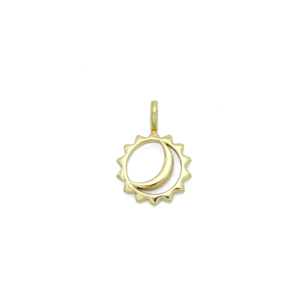 Gold Cresent Moon in Hollow out sun Charm Pendant, Sku#Y989