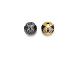 CZ Pave Round Spacer beads,  Enamel Black Dots Round Pave Ball, 11mm Cubic Zirconia Spacer Beads, sku#Z926
