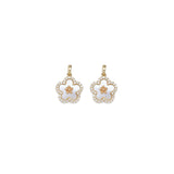 CZ White Mother of Pearl Flower Gold Charm, Sku#ZX205