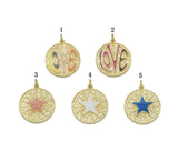 Gold Colorful Enamel Star Love Coin Charm, Sku#LX169