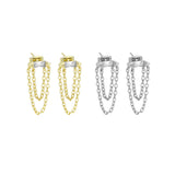Clear CZ With Dangle Chain stud Earrings, Sku#LD468