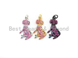Fuchsia CZ Micro Pave Dog Pendant for Necklace/Bracelet, Cubic Zirconia Pendant,13x23mm, sku#Y192