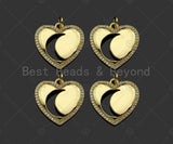 Gold Filled CZ Micro Pave Hollow Out Cresent Moon On Heart Shape Pendant ,18K Gold Filled Charm, Necklace Bracelet Pendant,21x20mm,Sku#LD102